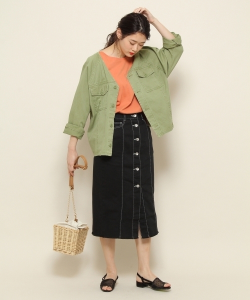 PAGEBOY（ページボーイ）の「BIGノーカラーミリタリーブルゾン（ブルゾン・レディース・グリーン系その他/カーキ・FREE）」の7枚目の写真