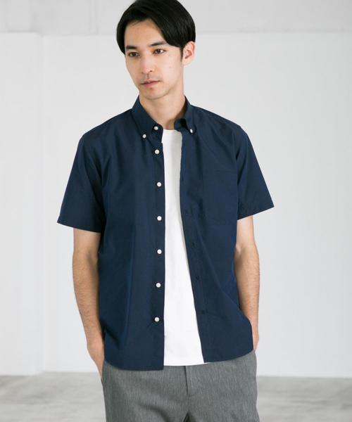 green label relaxing(グリーンレーベルリラクシング)の「NM C/C ブロード ボタンダウン SS 半袖 シャツ ◆(シャツ/ブラウス・メンズ・ライトブルー/ホワイト/ネイビー・S/M/XL/L)」の3枚目の写真