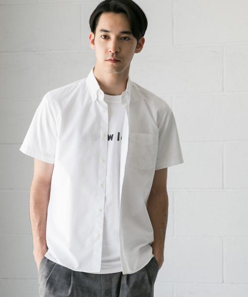 green label relaxing(グリーンレーベルリラクシング)の「NM C/C ブロード ボタンダウン SS 半袖 シャツ ◆(シャツ/ブラウス・メンズ・ライトブルー/ホワイト/ネイビー・S/M/XL/L)」の1枚目の写真