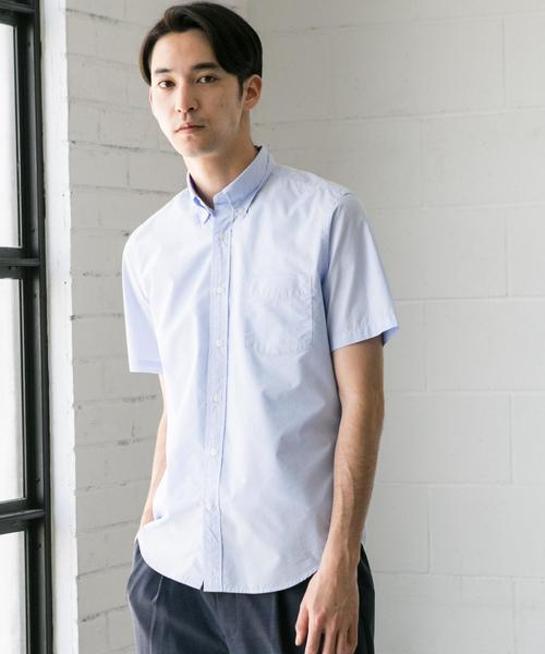 green label relaxing(グリーンレーベルリラクシング)の「NM C/C ブロード ボタンダウン SS 半袖 シャツ ◆(シャツ/ブラウス・メンズ・ライトブルー/ホワイト/ネイビー・S/M/XL/L)」の2枚目の写真