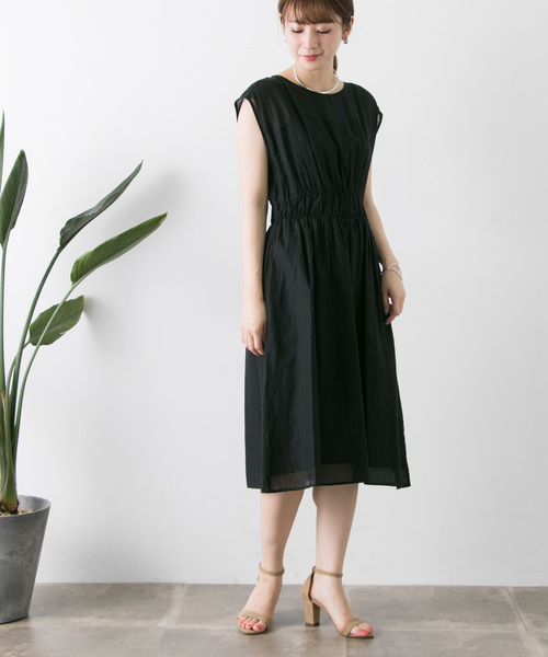 ◆MICHAA(ミーシャ)ウエストシャーリングボリュームワンピース ◇MICHAA(ミーシャ)ウエストシャーリングボリュームワンピース