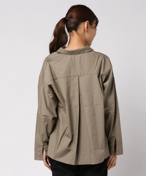 KOBE LETTUCE（コウベレタス）の「コットン100％タイプライタースキッパーシャツ＊レディース/トップス/ビッグシルエット[C3395]神戸レタス（シャツ/ブラウス・レディース・ネイビー/オフホワイト/マスタード/グレイッシュベージュ・FREE）」の6枚目の写真