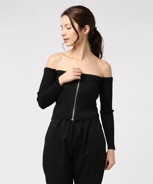 SPIGA(スピーガ)の「フロントZIPリブニットTOPS(Tシャツ/カットソー・レディース・ブラック/ボルドー/オレンジ・FREE)」の7枚目の写真