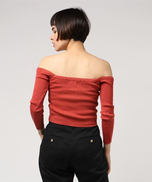 SPIGA(スピーガ)の「フロントZIPリブニットTOPS(Tシャツ/カットソー・レディース・ブラック/ボルドー/オレンジ・FREE)」の4枚目の写真