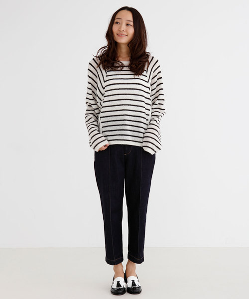 Munich（ミューニック）の「ストレッチデニムピンタックパンツ（デニムパンツ・レディース・ネイビー/ブルー・S/M/XS）」の6枚目の写真