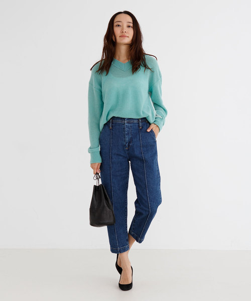 Munich（ミューニック）の「ストレッチデニムピンタックパンツ（デニムパンツ・レディース・ネイビー/ブルー・S/M/XS）」の4枚目の写真