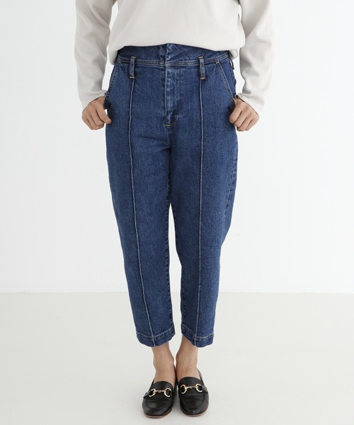 Munich（ミューニック）の「ストレッチデニムピンタックパンツ（デニムパンツ・レディース・ネイビー/ブルー・S/M/XS）」の14枚目の写真