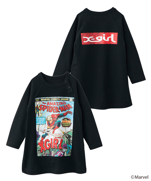 X-girl Stages（エックスガールステージス）の「B/B TEE DRESS SPIDER-MAN (4T～7T)（ワンピース・キッズ・ホワイト/ブラック/ブルー・4T/5T/6T/7T）」の2枚目の写真
