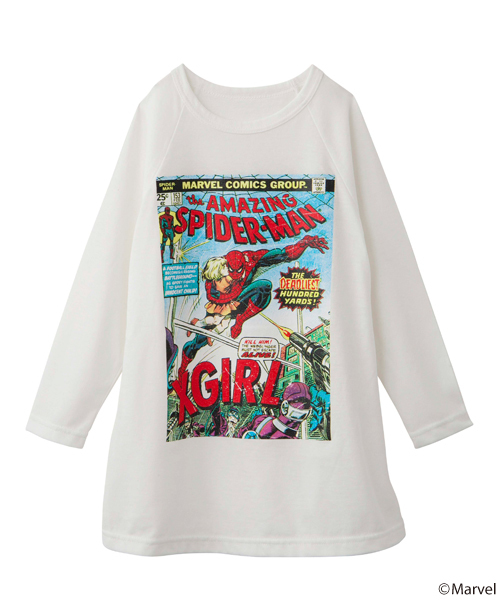 X-girl Stages（エックスガールステージス）の「B/B TEE DRESS SPIDER-MAN (4T～7T)（ワンピース・キッズ・ホワイト/ブラック/ブルー・4T/5T/6T/7T）」の4枚目の写真