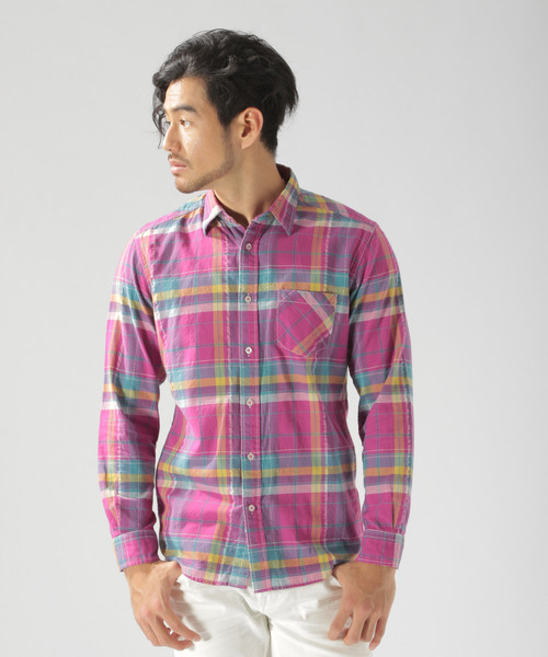 BAYFLOW（ベイフロー）の「コットンヒラオリチェックシャツ/LS（シャツ/ブラウス・メンズ・パープル/レッド/イエロー・SMALL/MEDIUM/LARGE）」の15枚目の写真