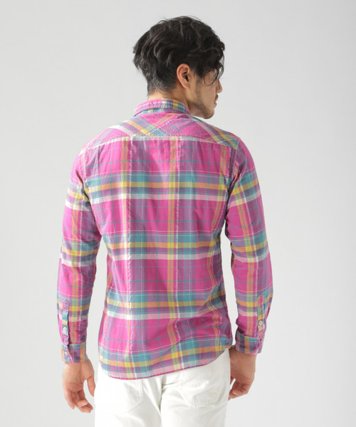 BAYFLOW（ベイフロー）の「コットンヒラオリチェックシャツ/LS（シャツ/ブラウス・メンズ・パープル/レッド/イエロー・SMALL/MEDIUM/LARGE）」の12枚目の写真