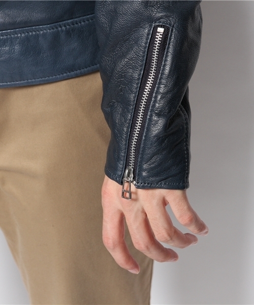 SHIPS JET BLUE（シップスジェットブルー）の「★★JB: ダブルレザー/ライダースジャケット（ライダースジャケット・メンズ・ブラック/グリーン/ネイビー・SMALL/MEDIUM/LARGE）」の9枚目の写真