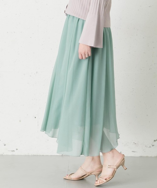 URBAN RESEARCH ROSSO WOMEN(アーバンリサーチ ロッソ)の「アシンメトリーギャザースカート(スカート・レディース・ネイビー/ミント・38/36)」の4枚目の写真