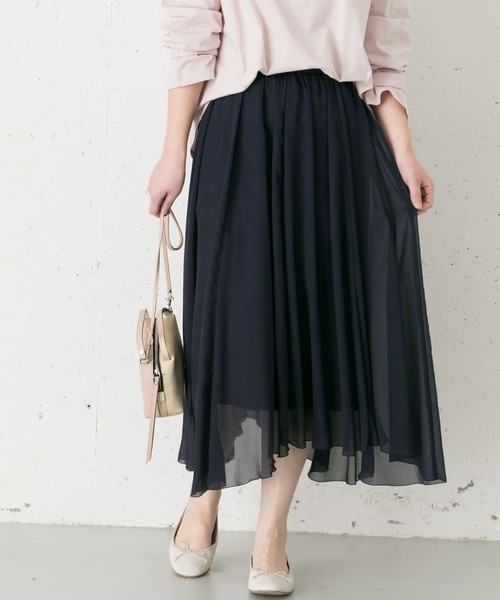 URBAN RESEARCH ROSSO WOMEN(アーバンリサーチ ロッソ)の「アシンメトリーギャザースカート(スカート・レディース・ネイビー/ミント・38/36)」の7枚目の写真