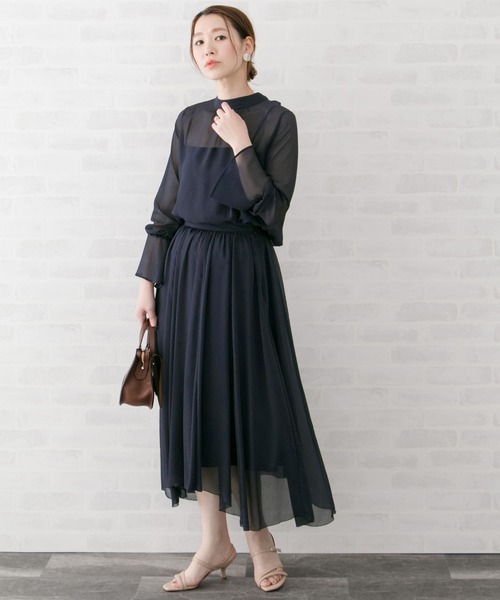 URBAN RESEARCH ROSSO WOMEN(アーバンリサーチ ロッソ)の「アシンメトリーギャザースカート(スカート・レディース・ネイビー/ミント・38/36)」の14枚目の写真