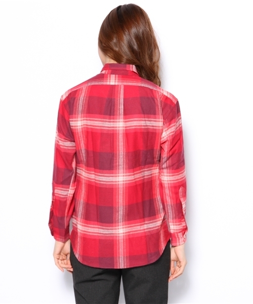 SHIPS for women（シップスフォーウィメン）の「INDIVIDUALIZED SHIRT:フランネルチェック ボーダー（シャツ/ブラウス・レディース・レッド/ライトブルー/ネイビー・ONE SIZE）」の6枚目の写真