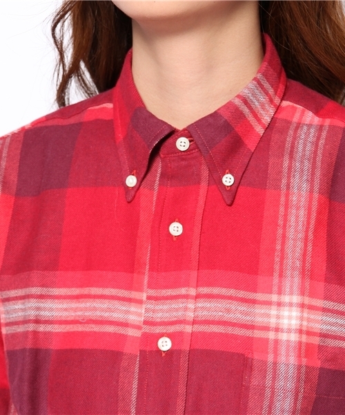 SHIPS for women（シップスフォーウィメン）の「INDIVIDUALIZED SHIRT:フランネルチェック ボーダー（シャツ/ブラウス・レディース・レッド/ライトブルー/ネイビー・ONE SIZE）」の7枚目の写真