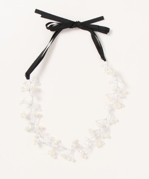 Three Four Time（ｽﾘｰﾌｫｰﾀｲﾑ）の「ワイヤーパールネックレス/カチューシャ【結婚式/パーティ/フォーマル/デイリー】（カチューシャ・レディース・ホワイト/シルバー・FREE）」の2枚目の写真