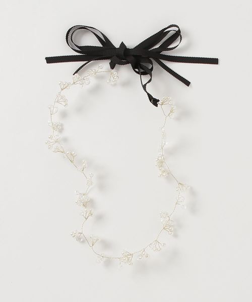 Three Four Time（ｽﾘｰﾌｫｰﾀｲﾑ）の「ワイヤーパールネックレス/カチューシャ【結婚式/パーティ/フォーマル/デイリー】（カチューシャ・レディース・ホワイト/シルバー・FREE）」の8枚目の写真