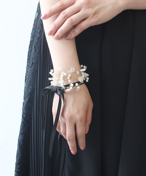 Three Four Time（ｽﾘｰﾌｫｰﾀｲﾑ）の「ワイヤーパールネックレス/カチューシャ【結婚式/パーティ/フォーマル/デイリー】（カチューシャ・レディース・ホワイト/シルバー・FREE）」の7枚目の写真