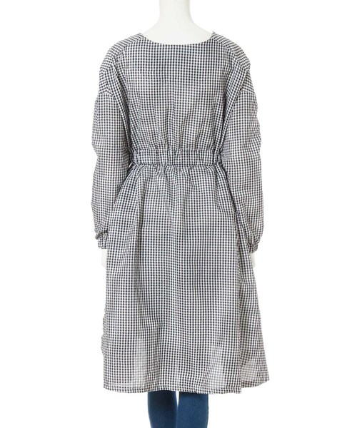fifth（フィフス）の「ギンガムチェックVネックロングワンピース（ワンピース・レディース・ブラック・MEDIUM）」の3枚目の写真