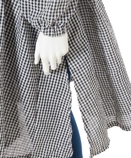 fifth（フィフス）の「ギンガムチェックVネックロングワンピース（ワンピース・レディース・ブラック・MEDIUM）」の4枚目の写真