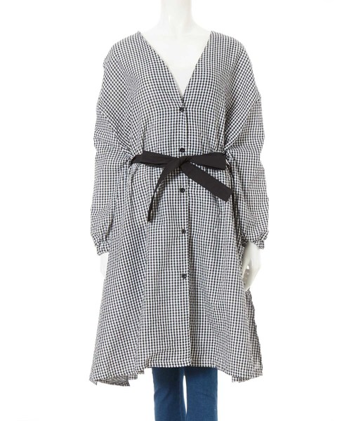 fifth（フィフス）の「ギンガムチェックVネックロングワンピース（ワンピース・レディース・ブラック・MEDIUM）」の10枚目の写真