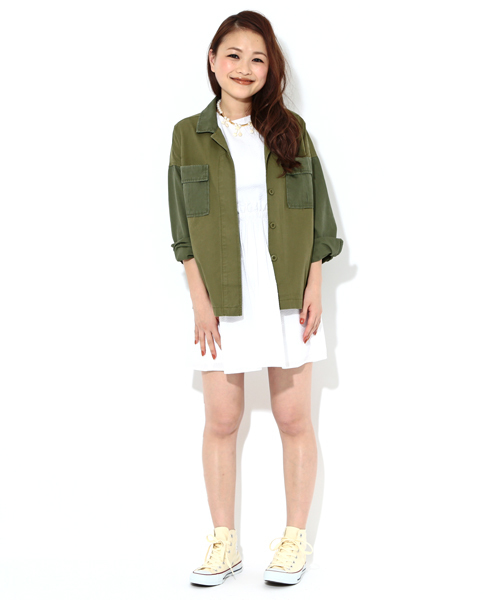 Ray BEAMS（レイビームス）の「Ray BEAMS / バイカラーミリタリーブルゾン（ブルゾン・レディース・オリーブ・ONE SIZE）」の13枚目の写真