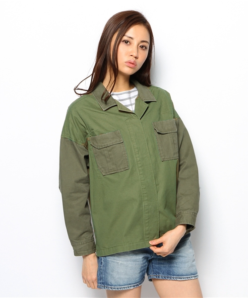 Ray BEAMS（レイビームス）の「Ray BEAMS / バイカラーミリタリーブルゾン（ブルゾン・レディース・オリーブ・ONE SIZE）」の12枚目の写真