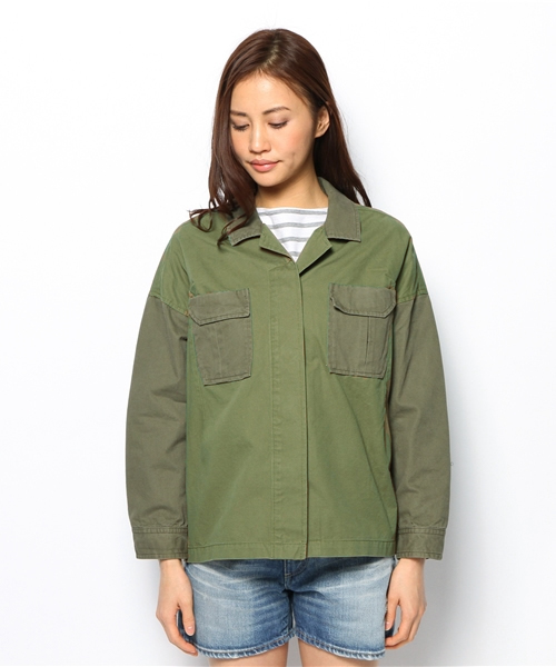 Ray BEAMS（レイビームス）の「Ray BEAMS / バイカラーミリタリーブルゾン（ブルゾン・レディース・オリーブ・ONE SIZE）」の2枚目の写真