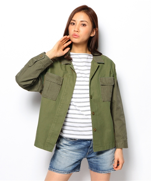 Ray BEAMS（レイビームス）の「Ray BEAMS / バイカラーミリタリーブルゾン（ブルゾン・レディース・オリーブ・ONE SIZE）」の5枚目の写真