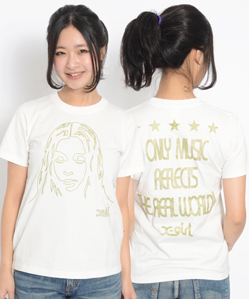 X-girl(エックスガール)の「FACE S/S TEE(Tシャツ/カットソー・レディース・ホワイト/ブラック/ピンク/ネイビー・1/2)」の10枚目の写真