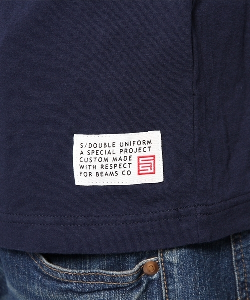BEAMS（ビームス）の「○S/DOUBLE×BEAMS / 別注 FOUR TEE（Tシャツ/カットソー・メンズ・ホワイト/ネイビー・MEDIUM/LARGE/SMALL/X-LARGE）」の3枚目の写真