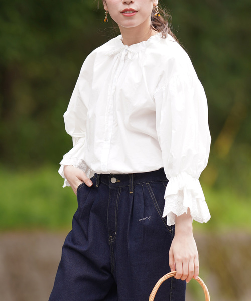 rps（アールピーエス）の「ボリューム袖コットンブラウス（シャツ/ブラウス・レディース・オフホワイト/ブラック/ベージュ・M）」の10枚目の写真