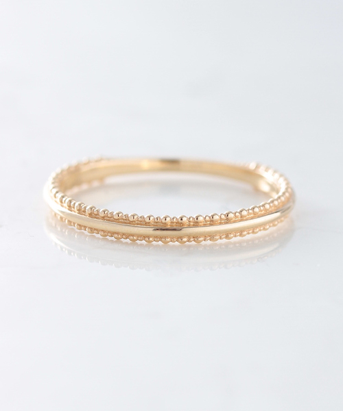 Noir De Poupee ノワールドプーペ の K10 バブルミル ゴールドリング リング Wear