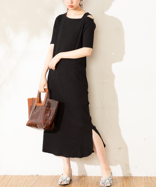 natural couture(ナチュラルクチュール)の「ワンショルストラップテレコワンピ(ワンピース・レディース・ブラック/ベージュ/ブラウン/アイボリー・FREE)」の18枚目の写真