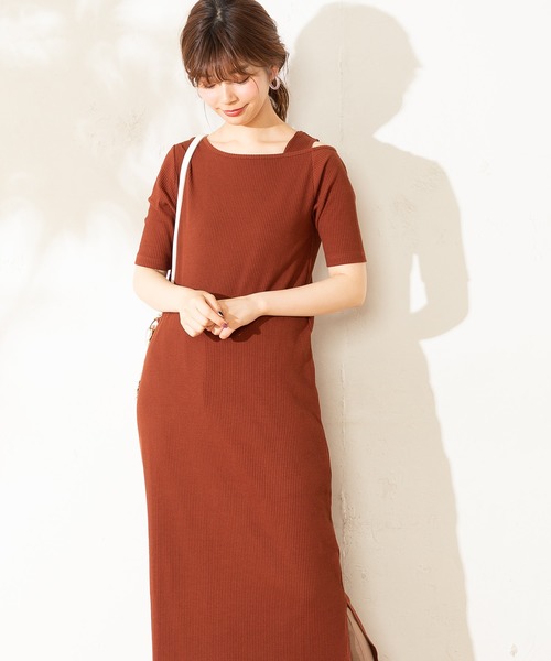 natural couture(ナチュラルクチュール)の「ワンショルストラップテレコワンピ(ワンピース・レディース・ブラック/ベージュ/ブラウン/アイボリー・FREE)」の19枚目の写真