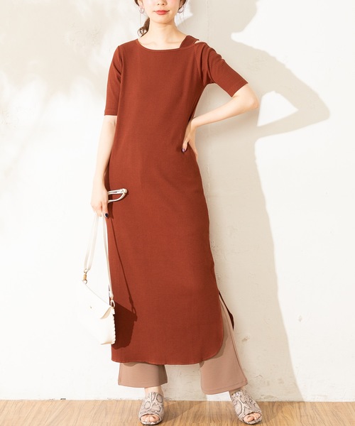 natural couture(ナチュラルクチュール)の「ワンショルストラップテレコワンピ(ワンピース・レディース・ブラック/ベージュ/ブラウン/アイボリー・FREE)」の22枚目の写真