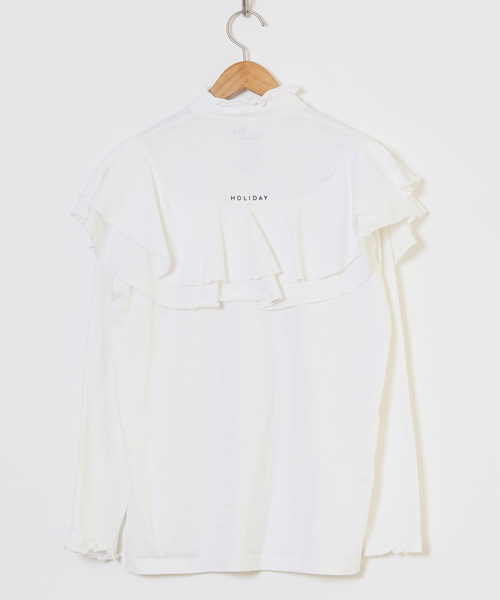 HOLIDAY（ホリデイ）の「SUPER FINE DRY RUFFLE BLOUSE スーパーファインドライラッフルブラウス（シャツ/ブラウス・レディース・ホワイト/ブラック・ONE SIZE）」の5枚目の写真