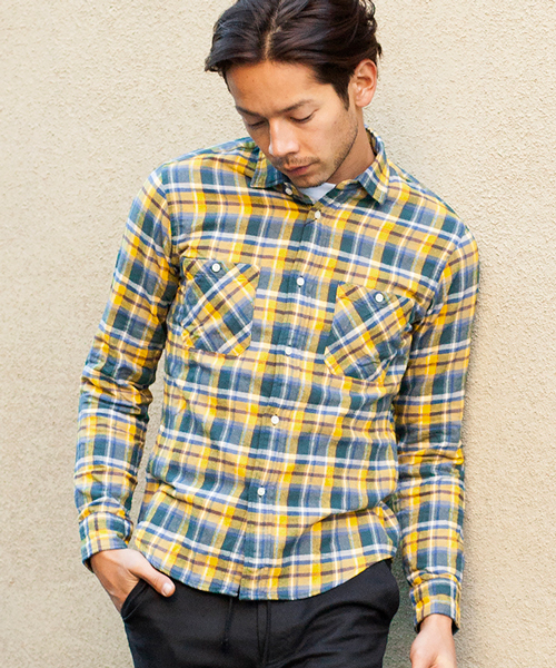 BEAUTY&YOUTH UNITED ARROWS(ビューティーアンドユースユナイテッドアローズ)の「【WEB限定】by ∴ レギュラーカラー ネルシャツ◆(シャツ/ブラウス・メンズ・レッド/マスタード/ネイビー/ブラック/オフホワイト・SMALL/LARGE/X-LARGE/MEDIUM)」の4枚目の写真