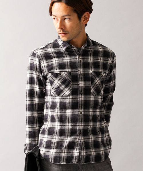 BEAUTY&YOUTH UNITED ARROWS(ビューティーアンドユースユナイテッドアローズ)の「【WEB限定】by ∴ レギュラーカラー ネルシャツ◆(シャツ/ブラウス・メンズ・レッド/マスタード/ネイビー/ブラック/オフホワイト・SMALL/LARGE/X-LARGE/MEDIUM)」の2枚目の写真