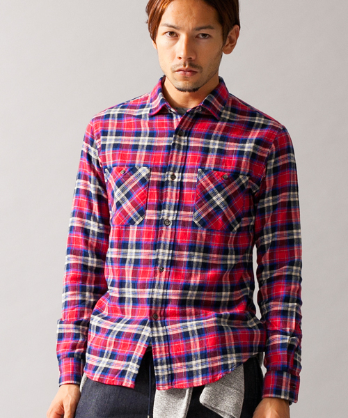 BEAUTY&YOUTH UNITED ARROWS（ビューティーアンドユースユナイテッドアローズ）の「【WEB限定】by ∴ レギュラーカラー ネルシャツ◆（シャツ/ブラウス・メンズ・オフホワイト/ブラック/ネイビー/マスタード/レッド・LARGE/MEDIUM/X-LARGE/SMALL）」の10枚目の写真