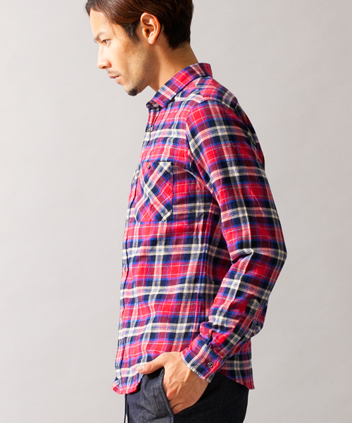 BEAUTY&YOUTH UNITED ARROWS(ビューティーアンドユースユナイテッドアローズ)の「【WEB限定】by ∴ レギュラーカラー ネルシャツ◆(シャツ/ブラウス・メンズ・レッド/マスタード/ネイビー/ブラック/オフホワイト・SMALL/LARGE/X-LARGE/MEDIUM)」の8枚目の写真