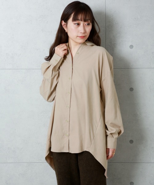 n'ee-ne（ネーネ）の「バックプリーツ　ツイルピーチ切替ブラウス（シャツ/ブラウス・レディース・ベージュ/ブラウン/ブラック/モカ/ミント・FREE）」の6枚目の写真