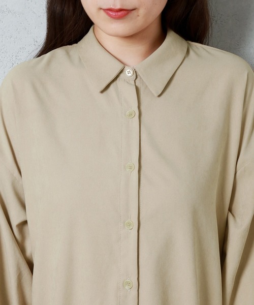 n'ee-ne（ネーネ）の「バックプリーツ　ツイルピーチ切替ブラウス（シャツ/ブラウス・レディース・ベージュ/ブラウン/ブラック/モカ/ミント・FREE）」の14枚目の写真