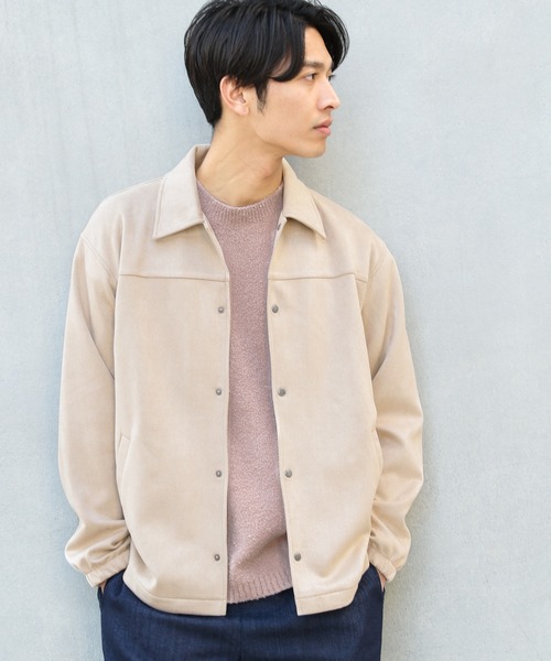 LAKOLE(ラコレ)の「フェイクスエードコーチジャケット / LAKOLE(ブルゾン・メンズ・スモーク/サンドグレー/アクア・MEDIUM/LARGE)」の2枚目の写真