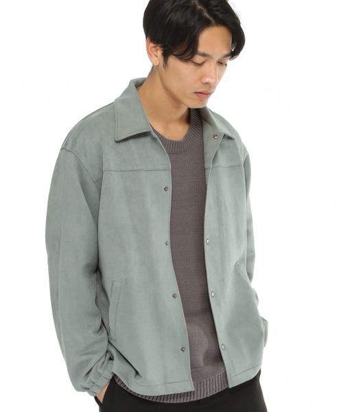 LAKOLE(ラコレ)の「フェイクスエードコーチジャケット / LAKOLE(ブルゾン・メンズ・スモーク/サンドグレー/アクア・MEDIUM/LARGE)」の1枚目の写真