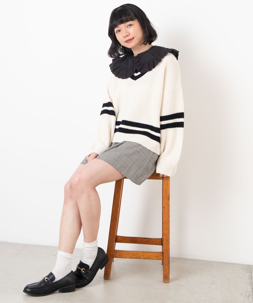 WEGO（ウィゴー）の「WEGO/ラウンドレースフリルビッグ付け襟（付け襟・レディース・ホワイト/ブラック・FREE）」の7枚目の写真