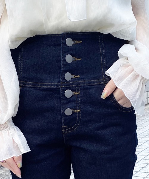 PairPair（ペアペア）の「ハイウエストデニムスキニーパンツ（デニムパンツ・レディース・インディゴブルー/ブラック・SMALL/MEDIUM/LARGE）」の8枚目の写真