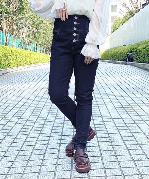 PairPair（ペアペア）の「ハイウエストデニムスキニーパンツ（デニムパンツ・レディース・インディゴブルー/ブラック・SMALL/MEDIUM/LARGE）」の5枚目の写真